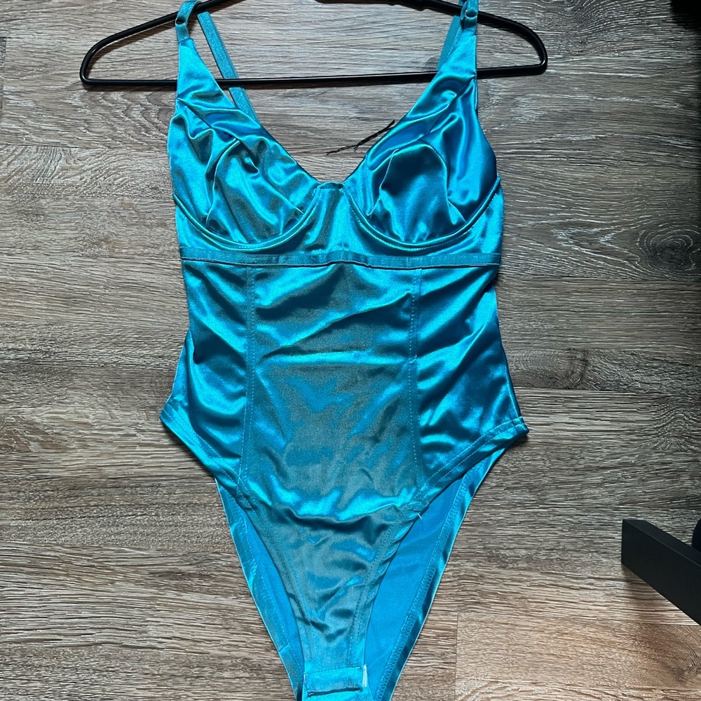 Turquoise Womens Bodysuit Tank Top. Size S.